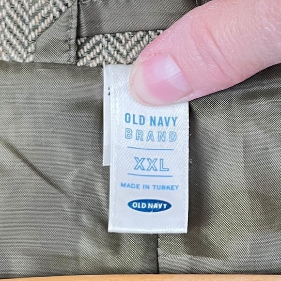 Vintage Y2K Old Navy Olive Green & Tan Herringbone Academia Blazer Size XXL - Picture 7 of 9